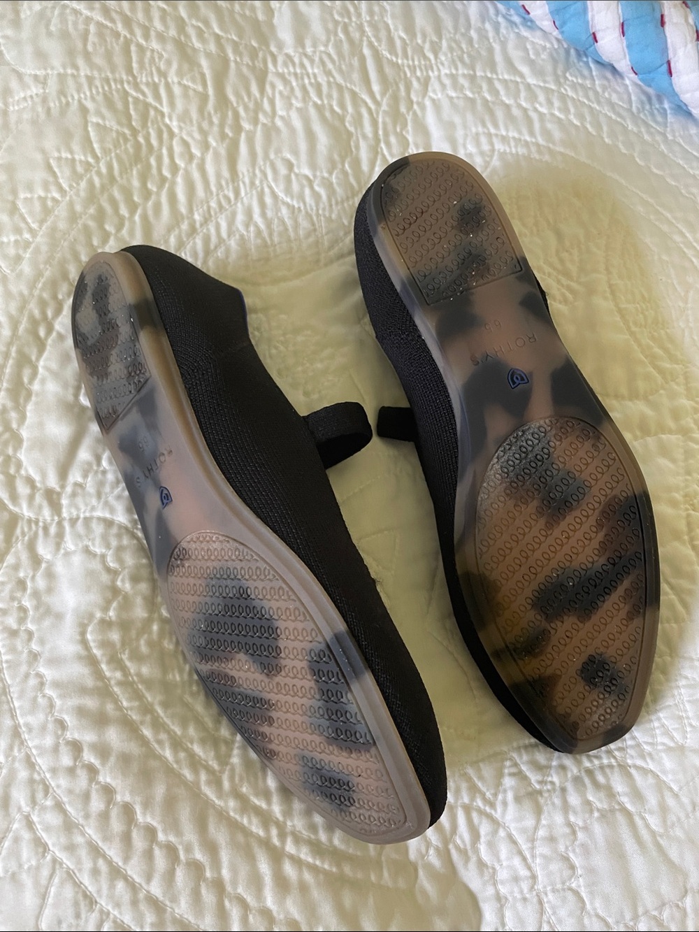 Rothy's Black Mary Jane Flats with Blue Trim - Picture 2 of 2